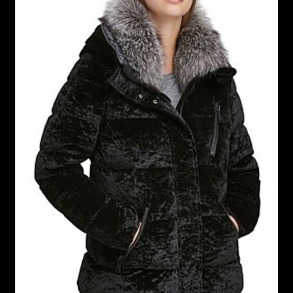 Andrew Marc real down filled velvet coat